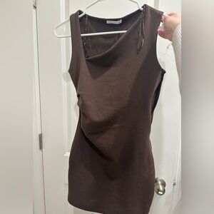 Zara Brown Sleeveless Dress